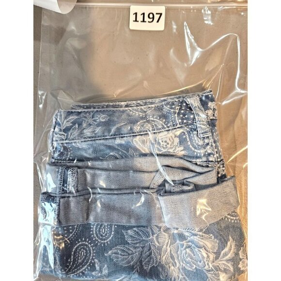 Gap Kids Jean Shorts Girls 10 Floral Paisley Print Midi Stretch Adj Waist Blue - Picture 7 of 7